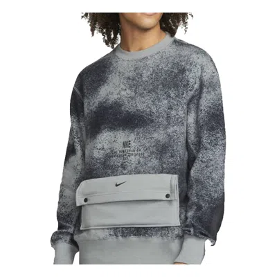 Nike Men's  Tie Dye Pocket Round Neck Long Sleeves Grey