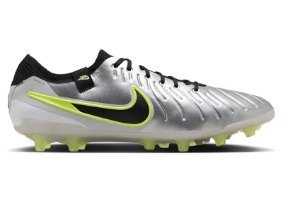 Pre-owned Nike Men's  Tiempo Legend 10 Elite Agpro Sneakers In Metallic Silver/volt/black