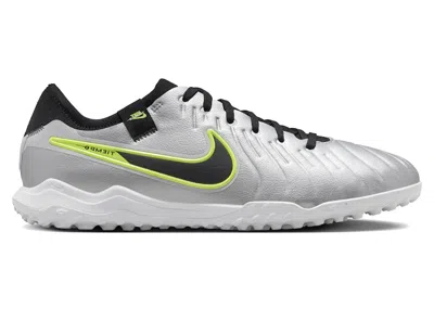 Pre-owned Nike Men's  Tiempo Legend 10 Pro Tf Sneakers In Metallic Silver/volt/black In Multi
