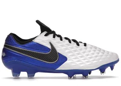 Pre-owned Nike Men's  Tiempo Legend 8 Elite Fg Sneakers In White/hyper Royal/metallic Silver