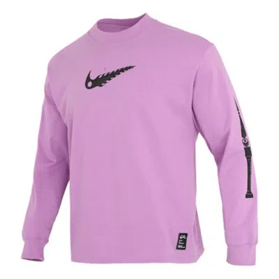 Nike Men's  Totem Printing Breathable Casual Sports Pullover Long Sleeves Purple T-shirt In Pink