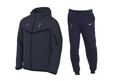 Pre-owned Nike Men's  Tottenham Hotspur Fc Tech Fleece Full Zip Hoodie & Joggers Set In Navy Blue