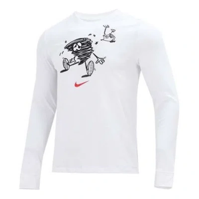 Nike Men's  Training Athleisure Casual Sports Long Sleeves Round Neck White T-shirt