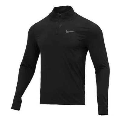 Nike Men's  Training Sports Half Zipper Long Sleeves Black T-shirt
