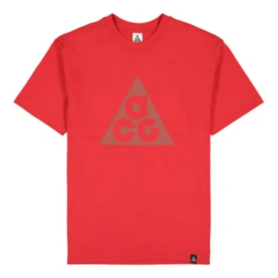 Nike Men's  Triangle Logo Printing Sports Round Neck Short Sleeve Red T-shirt