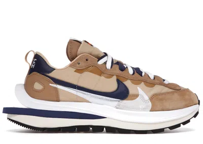 Pre-owned Nike Men's  Vaporwaffle Sacai Sesame Blue Void Sneakers In Tan/white/navy Blue In Multi