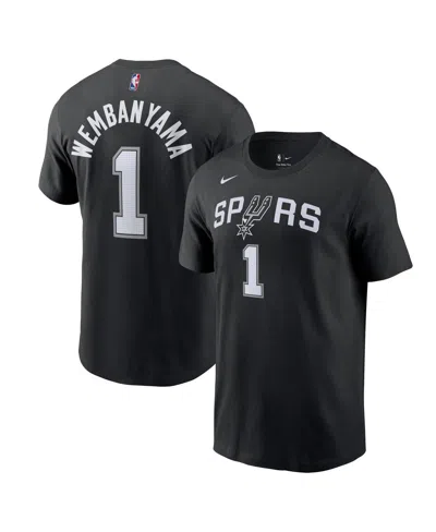 Nike Men's  Victor Wembanyama Black San Antonio Spurs Icon 2022/23 Name And Number T-shirt