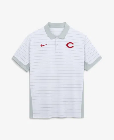 Nike Men's  White Cincinnati Reds Authentic Collection Striped Victory Dri-fit Polo