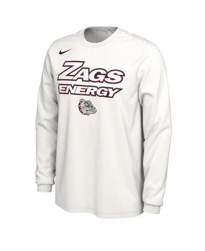 Nike Men's  White Gonzaga Bulldogs 2024 On Court Bench Long Sleeve T-shirt
