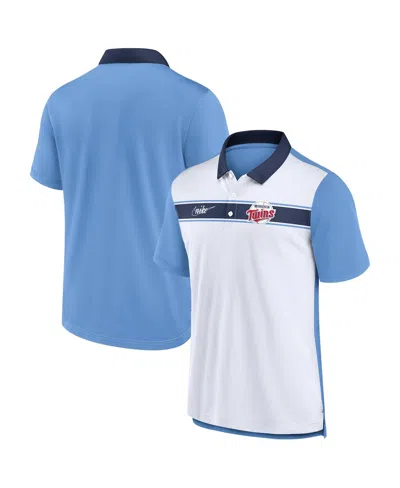 Nike Men's  White, Light Blue Minnesota Twins Rewind Stripe Polo Shirt In White,light Blue