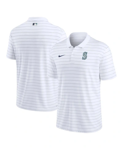 Nike Men's  White Seattle Mariners Authentic Collection Victory Striped Performance Polo Shirt