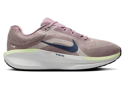Pre-owned Nike Men's  Winflo 11 Obsidian Sneakers In Taupe Grey/vast Grey/barely Volt