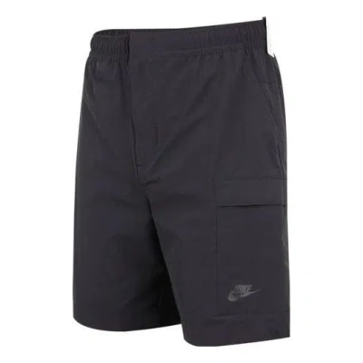 Nike Men's  Woven Solid Color Logo Sports Shorts Black In Blue