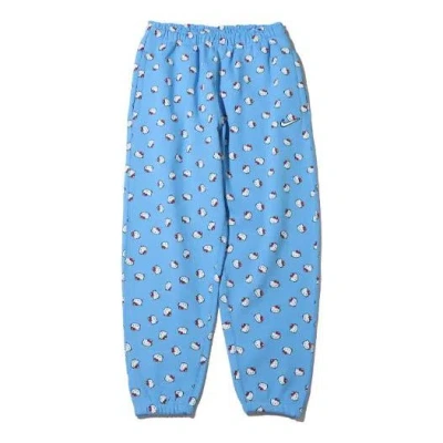 Nike Men's  X Hello Kitty Crossover Ss22 Full Print Cat Straight Casual Sports Pants/trousers/joggers In Blue