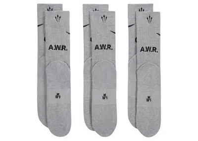 Pre-owned Nike Men's  X Nocta Crew Socks (set Of 3) In Grey