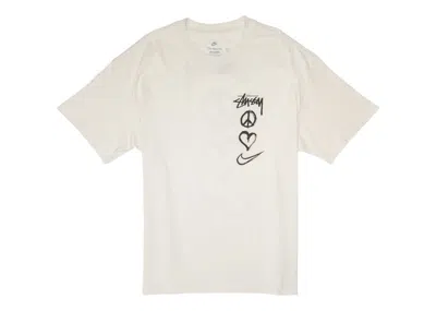 Pre-owned Nike Men's  X Stussy Peace, Love, Swoosh T-shirt (asia Sizing) In White