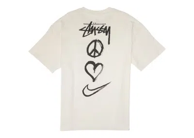 Pre-owned Nike Men's  X Stussy Peace, Love, Swoosh T-shirt (us Sizing) In White