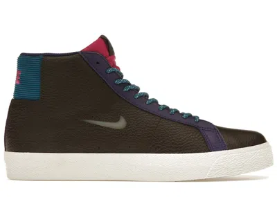Pre-owned Nike Men's  Zoom Blazer Mid Premium Sb Pacific Northwest Sneakers In Baroque Brown/green Abyss/white