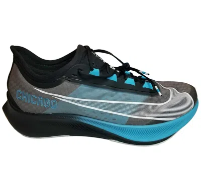Pre-owned Nike Men's  Zoom Fly 3 Chicago Marathon Sneakers In Black/light Current Blue/wolf Grey In Multi