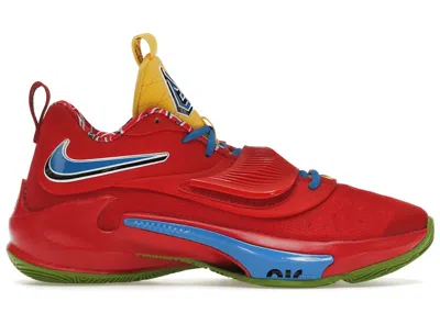 Pre-owned Nike Men's  Zoom Freak 3 Nrg Uno Red Sneakers In Action Red/white/green Bean