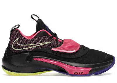 Pre-owned Nike Men's  Zoom Freak 3 Sneakers In Black/cave Purple/yellow