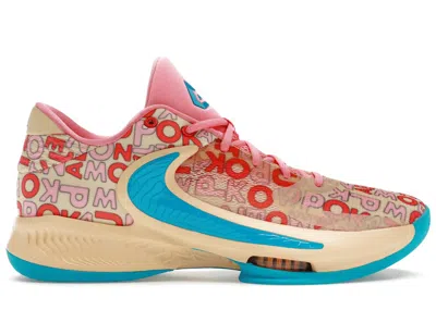 Pre-owned Nike Men's  Zoom Freak 4 Letter Bros Vanilla Lightning Sneakers In Pale Vanilla/blue Lighning/coral In Multi