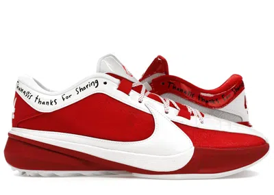 Pre-owned Nike Men's  Zoom Freak 5 Allstar Thanasis Thanks For Sharing Sneakers In University Red/white/bright