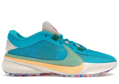 Pre-owned Nike Men's  Zoom Freak 5 Greece X Nigeria Sneakers In Blue Lightning/emerald Rise/phantom