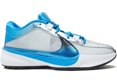 Pre-owned Nike Men's  Zoom Freak 5 Ode To Your First Love Sneakers In Photo Blue/black/metallic Silver