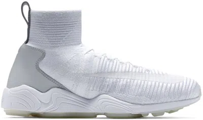Pre-owned Nike Men's  Zoom Mercurial Flyknit Sneakers In White/wolf Grey