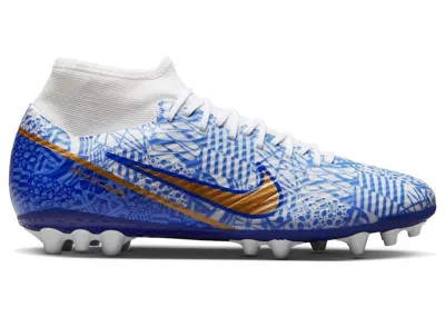 Pre-owned Nike Men's  Zoom Mercurial Superfly 9 Academy Cr7 Ag Azulejo Sneakers In White/concord/medium Blue