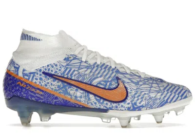 Pre-owned Nike Men's  Zoom Mercurial Superfly 9 Elite Cr7 Sgpro Ac Azulejo Sneakers In White/concord/medium Blu