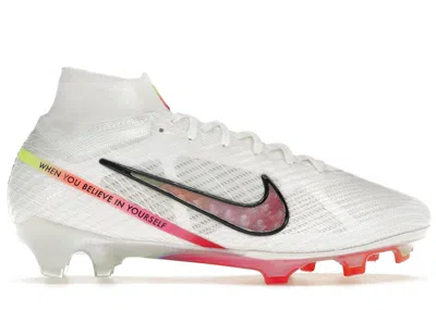Pre-owned Nike Men's  Zoom Mercurial Superfly 9 Elite Fg Marcus Rashford Better Believe It Sneakers In White/bl In Multi