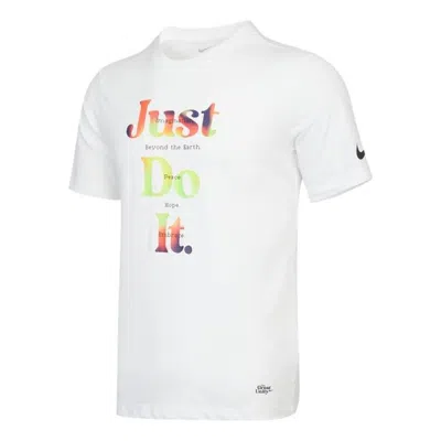 Nike Men's Nk Df Great Unity Ss Tee2 Leisure Sports Letter Print Short Sleeve Men's White