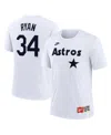 Nike Men's Nolan Ryan White Houston Astros Cooperstown Collection Name Number Tri-blend T-shirt In White