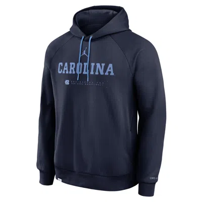 Nike Men's North Carolina Courtside Basketball Practice Jordan Brand Dri-fit Pullover Hoodie In Blue