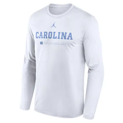 Nike Men's North Carolina Courtside Basketball Shootaround Legend Jordan Brand Dri-fit College Long-sleev In White