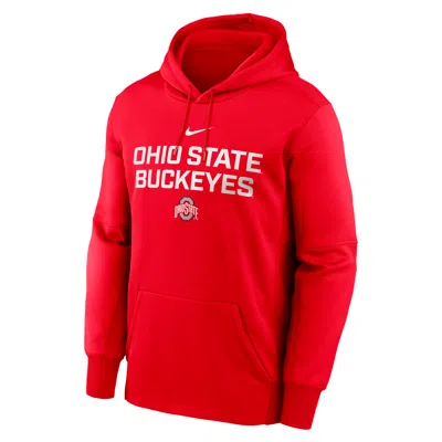 Nike Men's Ohio State Team Stacked Menâs  Therma College Pullover Hoodie In Red