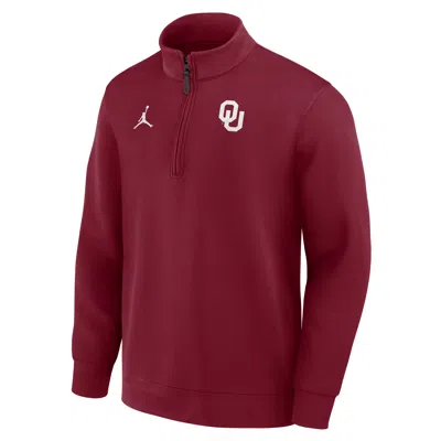 Nike Men's Oklahoma Coaches Jordan Brand Dri-fit College Long-sleeve 1/2-zip Top In Red