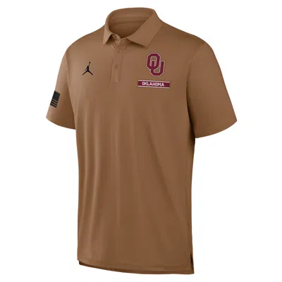 Nike Men's Oklahoma Military Appreciation Jordan Brand Dri-fit College Polo In Brown