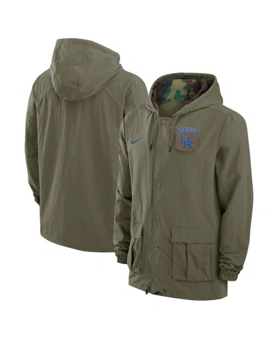 Nike Men's Olive Kentucky Wildcats 2024 Military Appreciation Full-snap Hoodie Military Jacket