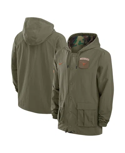 Nike Men's Olive Texas Longhorns 2024 Military Appreciation Full-snap Hoodie Military Jacket