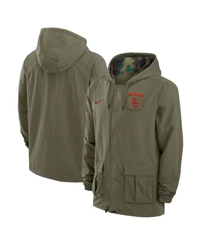 Nike Men's Olive Usc Trojans 2024 Military Appreciation Full-snap Hoodie Military Jacket