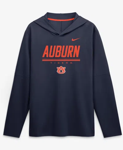 Nike Men's Orange Auburn Tigers 2026 Sideline Lightweight Dri-fit Long Sleeve Hooded Sweatshirt In Blue