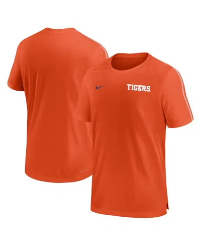 Nike Men's Clemson Tigers 2024 Sideline Coach Performance T-shirt In Orange,white