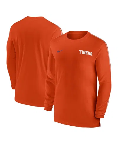 Nike Men's Orange Clemson Tigers 2024 Sideline Coach Uv Performance Long Sleeve T-shirt In Orange,white