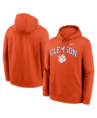 NIKE MEN'S ORANGE CLEMSON TIGERS CLUB FLEECE ARCH PULLOVER HOODIE