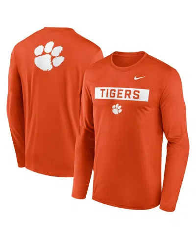 NIKE MEN'S ORANGE CLEMSON TIGERS PRIMETIME CAMPUS 2-HIT LEGEND LONG SLEEVE T-SHIRT