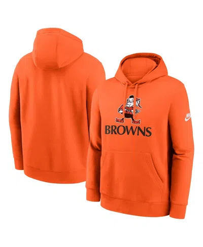 NIKE MEN'S ORANGE CLEVELAND BROWNS BEST SEASON REWIND CLUB PULLOVER HOODIE