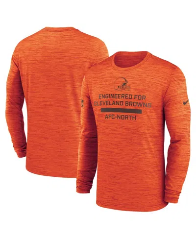 Nike Men's Orange Cleveland Browns Sideline Velocity Performance Long Sleeve T-shirt